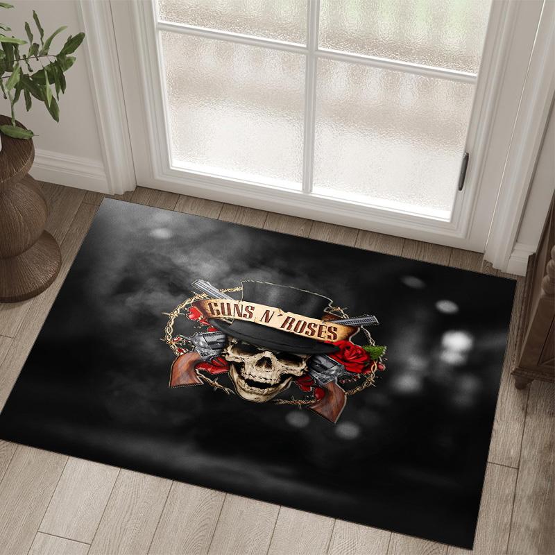 Guns N’ Roses Design Kristall Sammet Matta Mysig Icke?Halkskyddad tryckt matta för sovrum, vardagsrum, entré