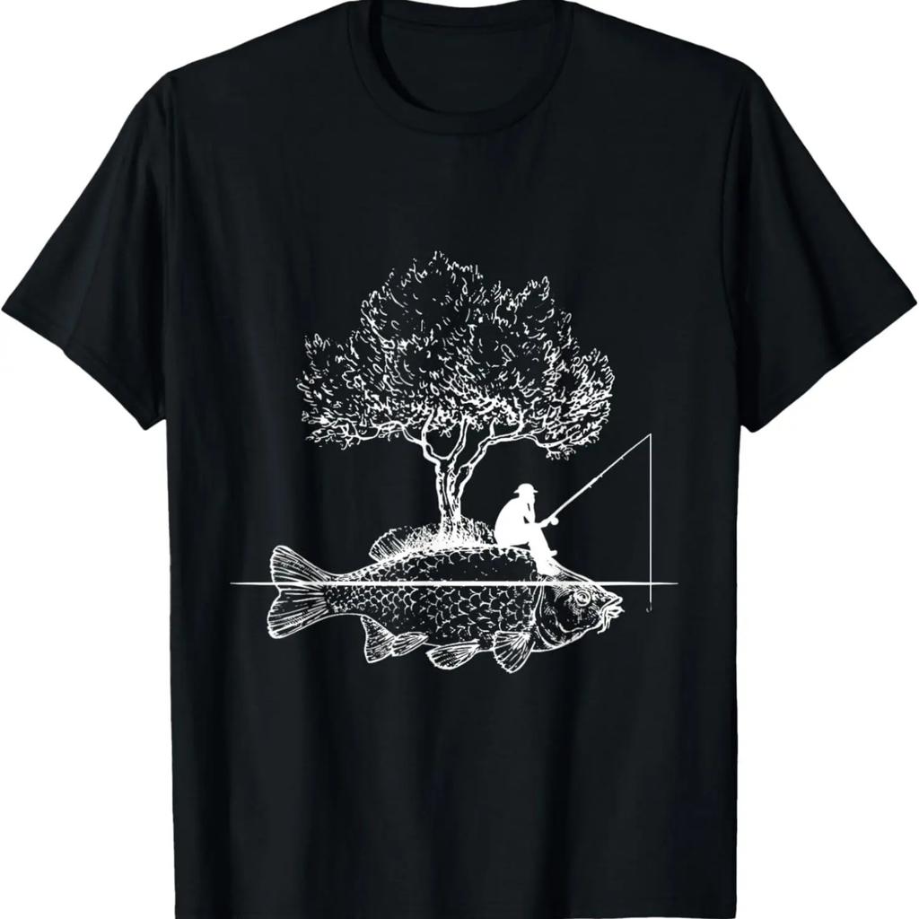 Fischen Fisch Insel Surrealer Karpfenangler T-Shirt