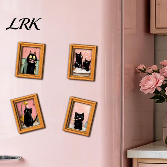 Cute Pumpkin Spooky Ornaments Wooden Black Cat Fridge Magnet, Seasonal Cartoon Kitchen Bathroom Decor, Autumn Home Decorations Theme Photo Frame