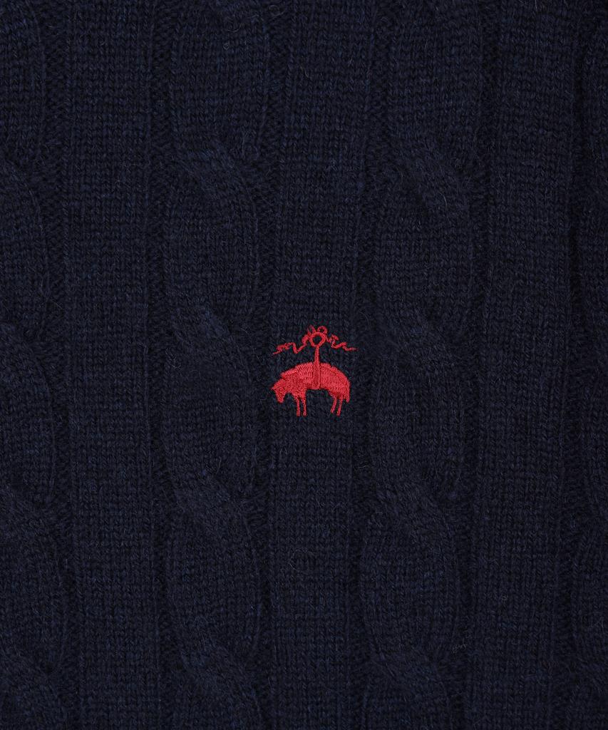 BROOKS BROTHERS [Heritage] Wool Cashmere Cable Sweater (Navy) (Bbwrmhg411)