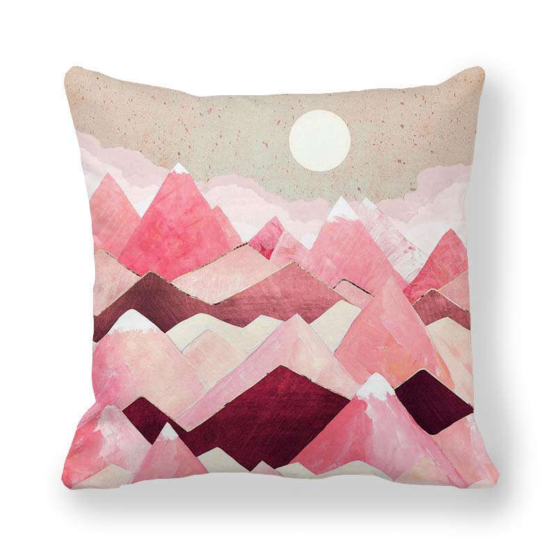 Marble Texture Sun Landscape Series Digital Printing Short Plush Pillow Covers for Car Sofa Office Cushion Cover Home Goods