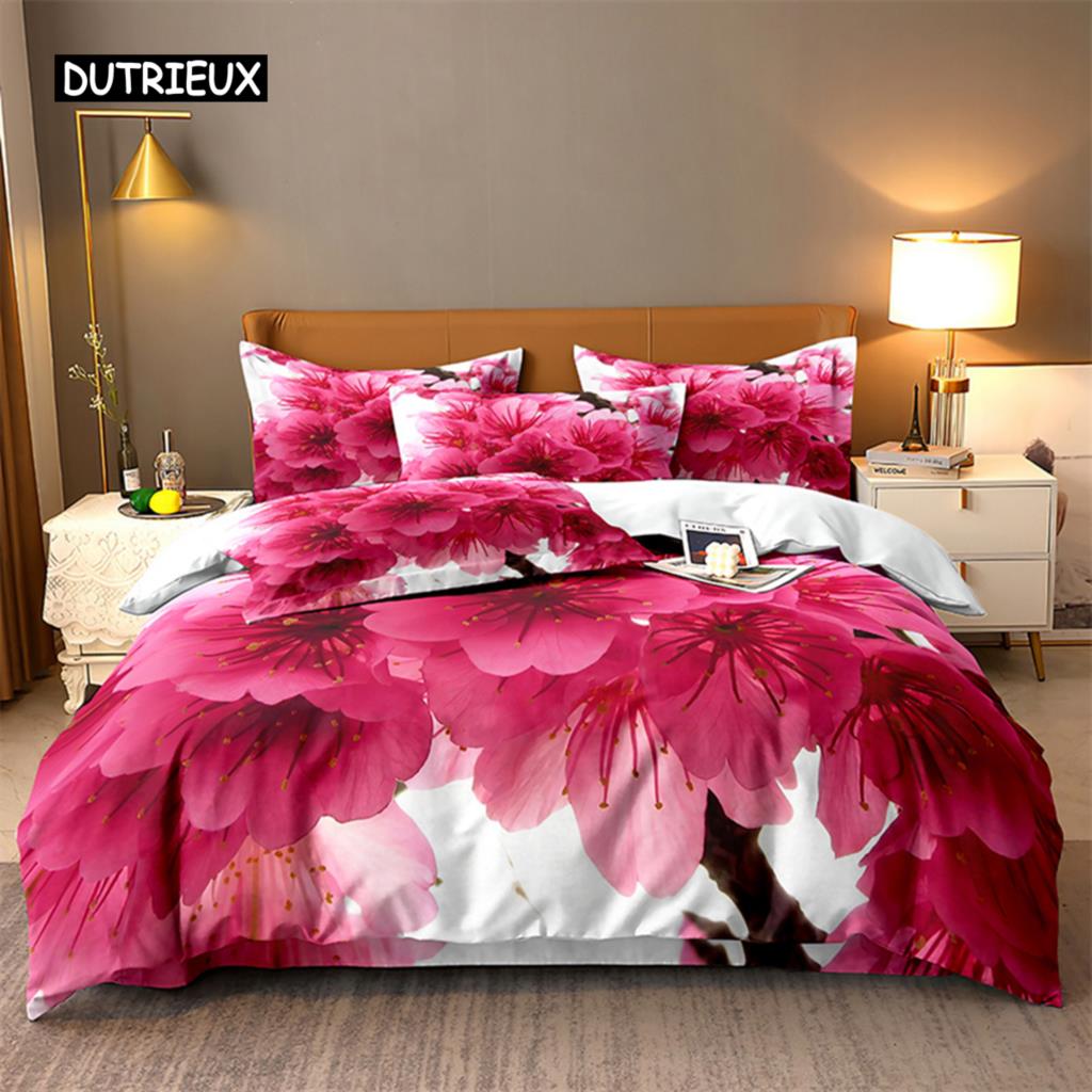 Natuurlijke Bloemen Beddengoed Set Dekbedovertrek Set 3d Beddengoed Digitale Print Bedlinnen Queen Size Beddengoed Set Mode Design