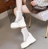 Fashion 11cm Air Mesh Hollow Cow Genuine Leather Fashion Summer Sandals Casual Knee High ZIP Ankle Boots Breathable Wedge Platform Shoes