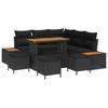 9 Piece Garden Sofa Set with Cushions Black Poly Rattan