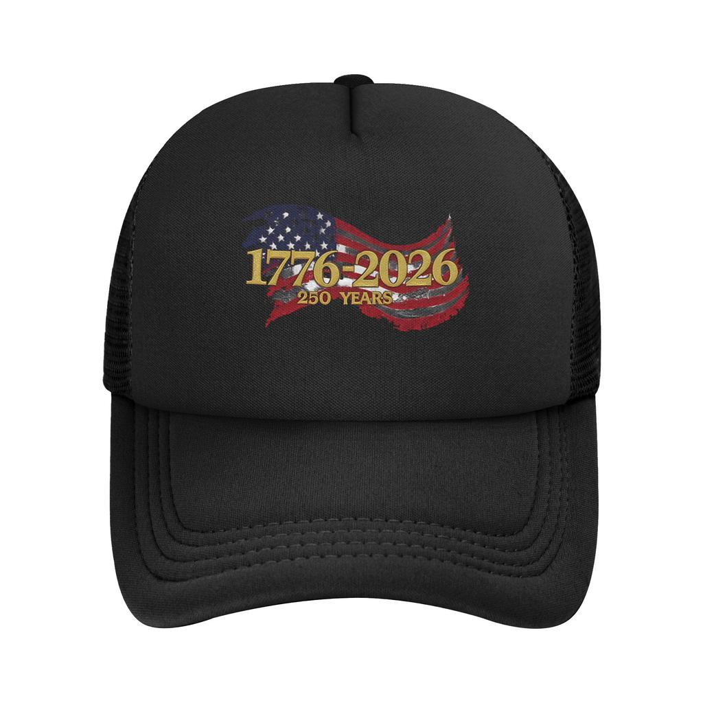250 Years American Anniversary Foam Trucker Hats Women Men Summer Breathable Mesh Baseball Cap Vintage Sun Cap Adjustbale
