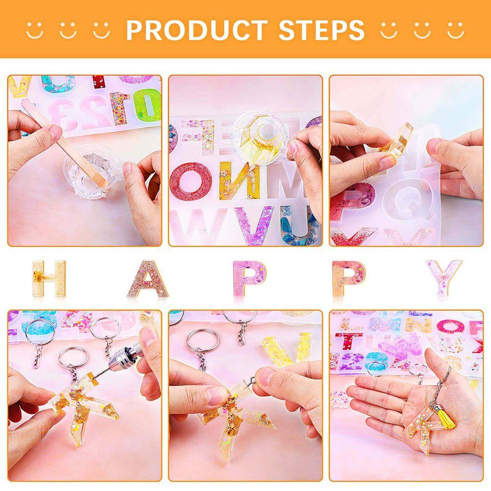 Keychain Ornament Handmade Silica Gel Epoxy DIY Crafts Silicone Molds Alphabet Number Resin Mould