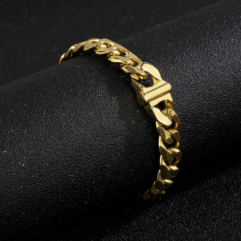 Kalen 10/12/13MM Cubaanse Ketting Zwaar Armband Glanzende Ketting voor Mannen 316L Roestvrij Staal Goudkleurig Sieraden Verjaardagsfeest Cadeau