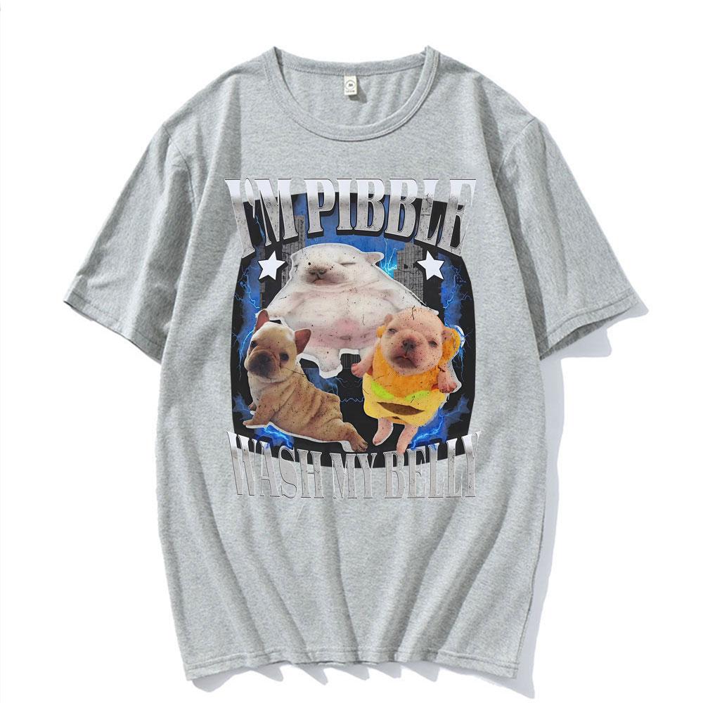 2025 Été Im Pibble Lave Mon Ventre Bouledogue Français Drôle Meme Hommes Femmes Mode Mignon Rétro 100% Coton Pur T-shirt Imprimé