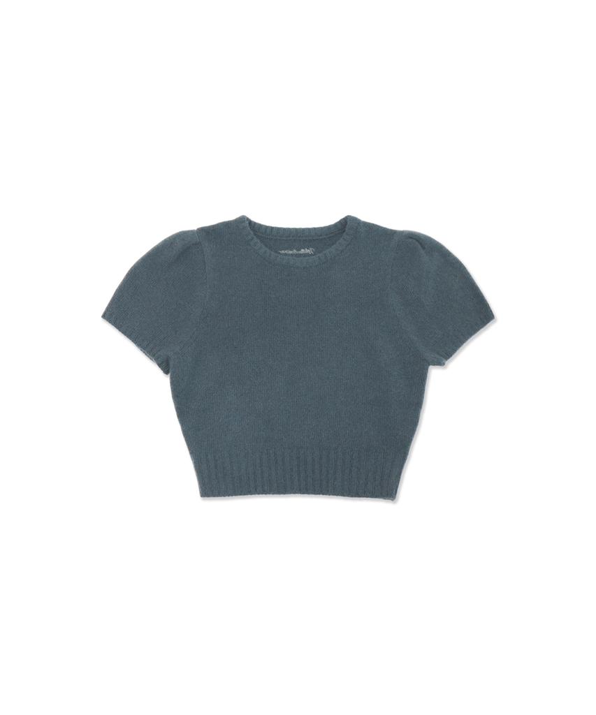 WITHOUT SUMMER Puff Raccoon Half Knit_Dusty Blue