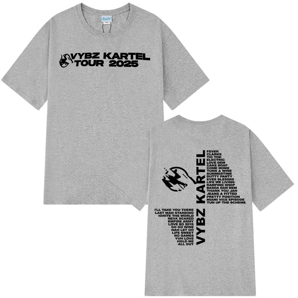 2025 Rapper Vybz Kartel Tour Nové album Pánské Dámské Módní Harajuku Oversized 100% Čistá Bavlna Tištěné Prodyšné Tričko