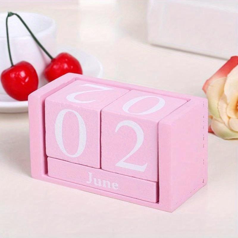 1Pcs Cute Vintage Desktop Wooden Letters Calendar Cube Block Home Decoration Accessories Prop Letter Wooden Calendar