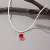 Silver Tennis Chain Choker Necklace with Round CZ Pendant Sparkling Jewelry for Women
