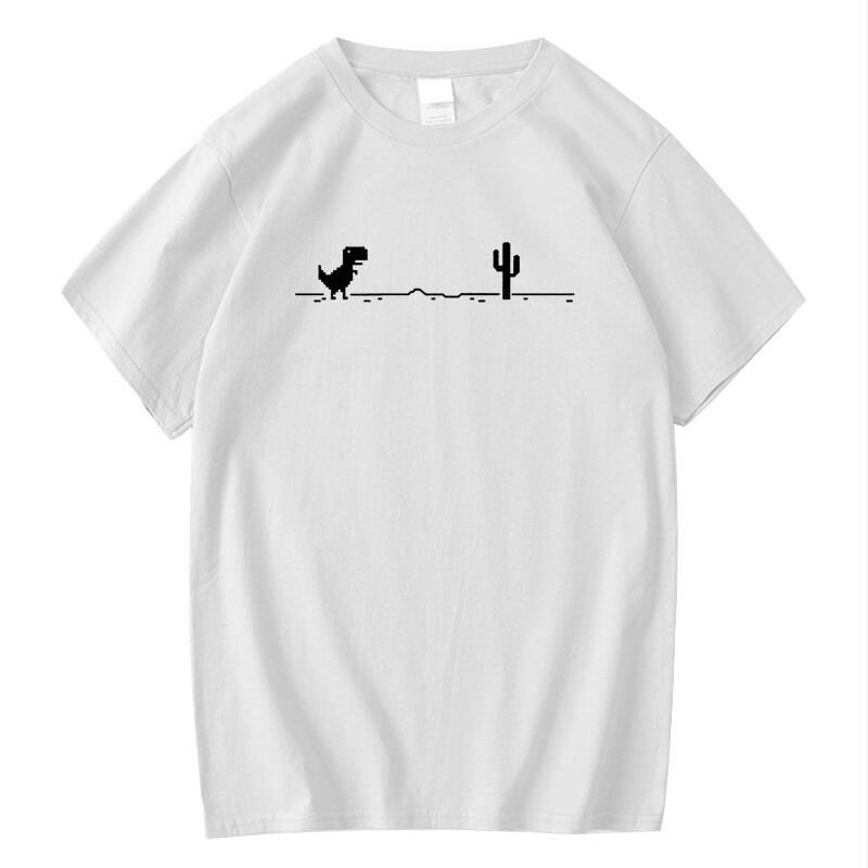 Summer Mens High Quality 100 Cotton Funny Dinosaur Print T Shirt Loose Oneck Men Tshirt Short Sleeve Tshirt Male Tees Tops