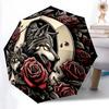 1 pièce Parapluie Automatique Ouverture/Fermeture Loups Audacieux Pratique - Parapluie Mignon avec Design Mignon, Parapluie Compact Pliable 3 fois Portable pour Hommes et Femmes, Saint-Valentin