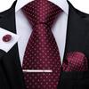 Set cravatta elegante da uomo, cravatta ciano, fazzoletto jacquard a righe, gemelli, clip da matrimonio