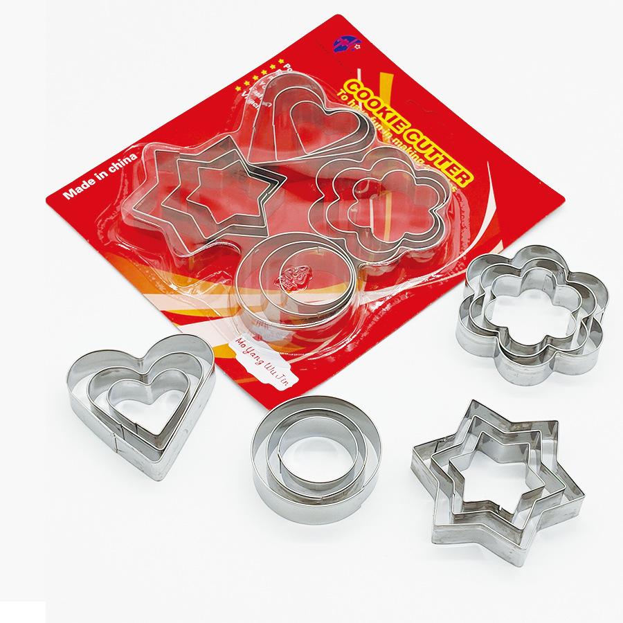 Heart Star 12-Piece Stainless Steel Cake & Cookie Cutter Mold Set