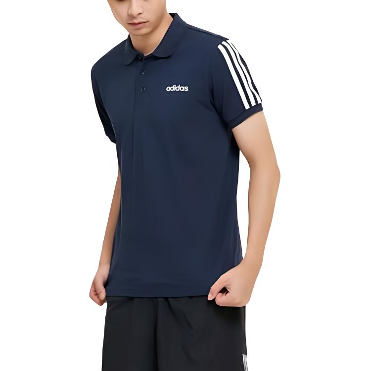 adidas Solid Color Casual Short Sleeve Polo Shirt Men Tops Legend-Ink-Blue EJ0925