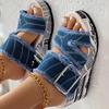 Fashion Women Sandals Casual Fashion Vacation Daily Shoes Women Summer New Buckled Denim Platform Wedge Sandals Women Zapatos De Mujer