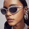 Y2K Diamond Women Sunglasses Fashion Fretwork Cat Eye Ladies Sun Glasses Trendy Party Shades Driving Glasses