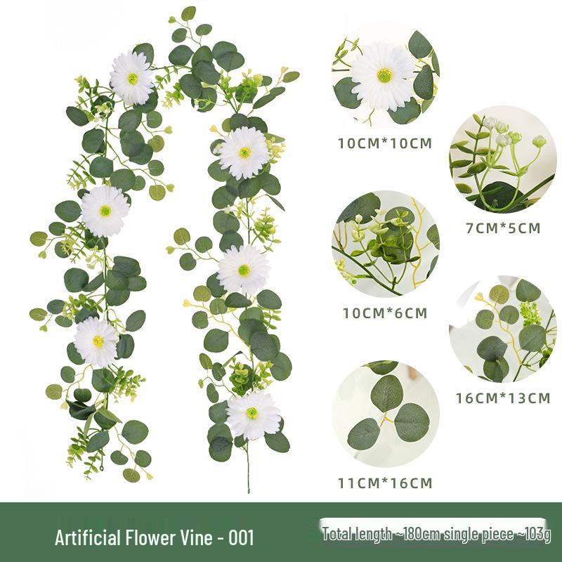Eucalyptus Leaf Artificial Flower Vine for Outdoor Wedding Arch Decoration