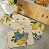 1Pcs Anti Fatigue Kitchen Rugs Watercolor Lemon Flower Sunshine Print Waterproof Non Slip Thick Cushioned Kitchen Mat Heavy Duty
