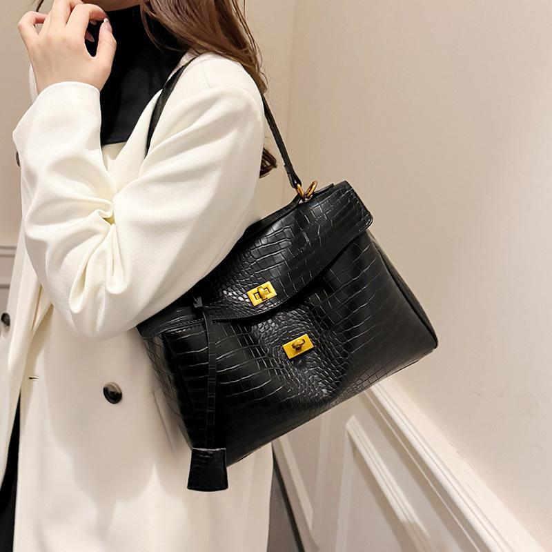 Crocodile Pattern Large-Capacity Portable Tote Bag Women'S Autumn And Winter Simple And Fashionable Versatile Messenger Bag