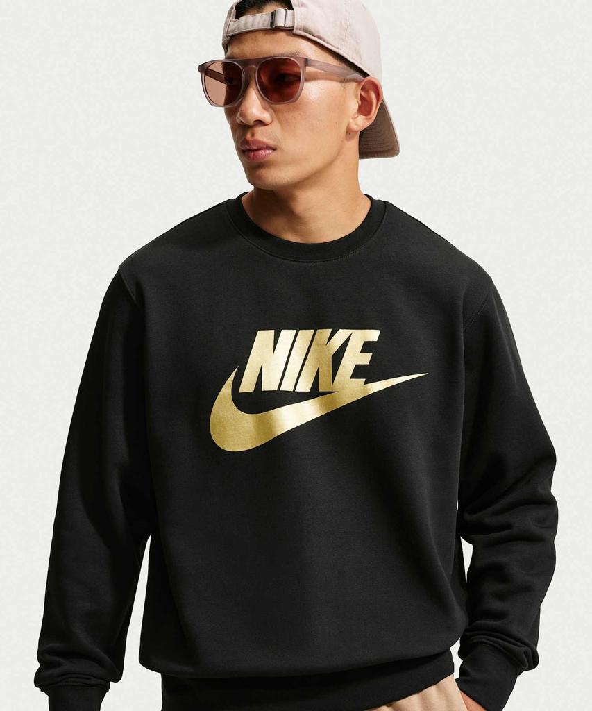 NIKE Sportswear Club Graphic Fleece Crew M - Black:Metallic Gold / Fn3891-011