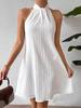 2025 Spring/Summer Women's Draped Halter Dress with Pleated Cross Skirt