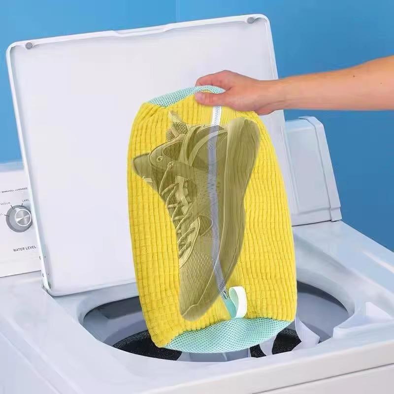 Portable Shoe Washing Bag Zipper Closure Anti-deform Reusable Anti-Tear Shoe Laundry Bag Home Supplies ADM