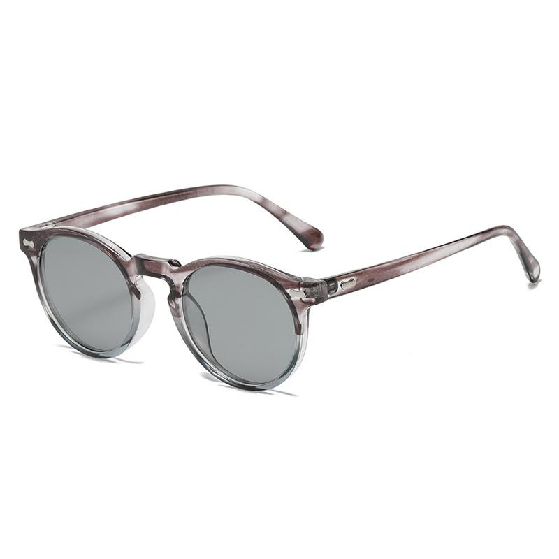 Retro Round Sunglasses Women Fashion Rivets Decoration Shades UV400 Men Punk Dark Green Sun Glasses