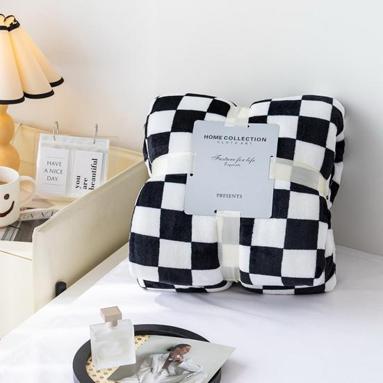 Coperta Plaid Design a Scacchiera Antifreddo Poliestere Camera da Letto Letto Inverno Calda Coperta in Flanella