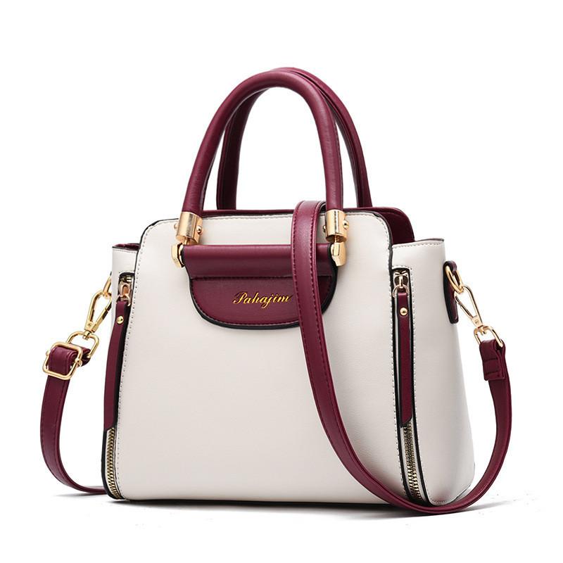 Trendy Retro European And American Style Women's Bag 2023 Color-blocking Handbag Pu Material