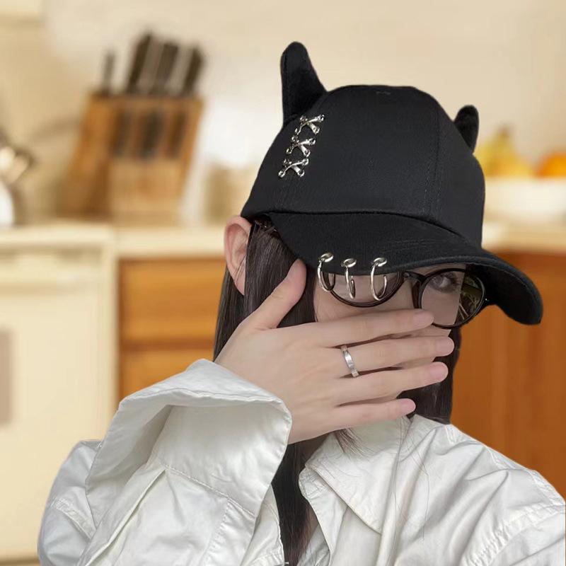 Gepersonaliseerde koehoorn ijzeren ring honkbalpet veelzijdige student gebogen klep eendenbekpet voor mannen en vrouwen straat hip-hop