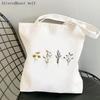 Shopper jaune Cosmos fleurs imprimé sac fourre-tout femmes Harajuku shopper sac à main fille sac à bandoulière dame sac en toile