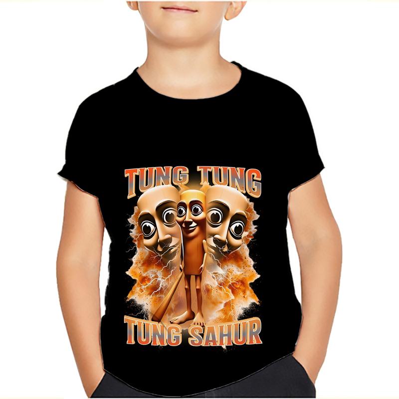 Magliette Meme Tung Tung Tung Sahur Bombardiro Crocodilo Bambini Ragazzi Ragazze Maglietta Tralalero Tralala Maniche Corte Magliette Top