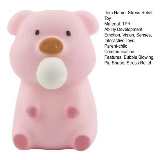 Bubble Blowing Pig Squeeze Toy Stress Relief Cartoon Pig Sensory Toy