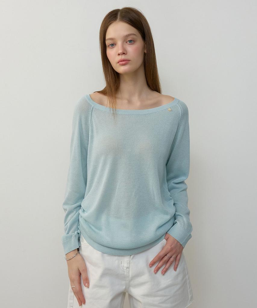CITYBREEZE Linen Boat Neck Pullover Knit_2 Colors