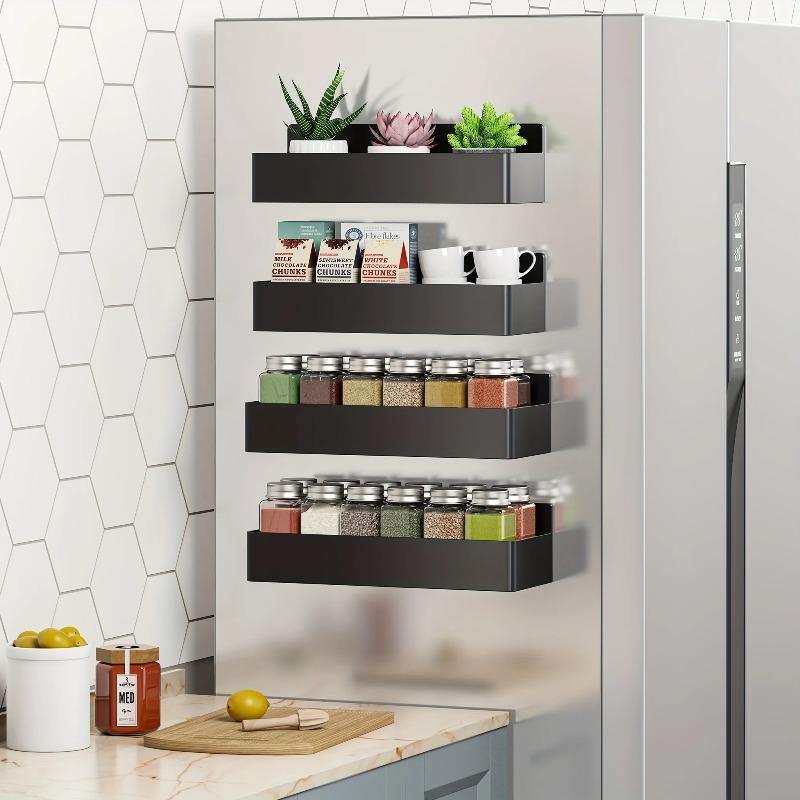 2pcs Magnetic Storage Rack, No-Drill Wall Mounted Shelf for Kitchen & Bathroom. Multipurpose & Space-Saving Organizer