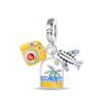S925 Silver Travel Vacation Airplane Luggage Tag Pendant DIY  Beaded Charm Accessory