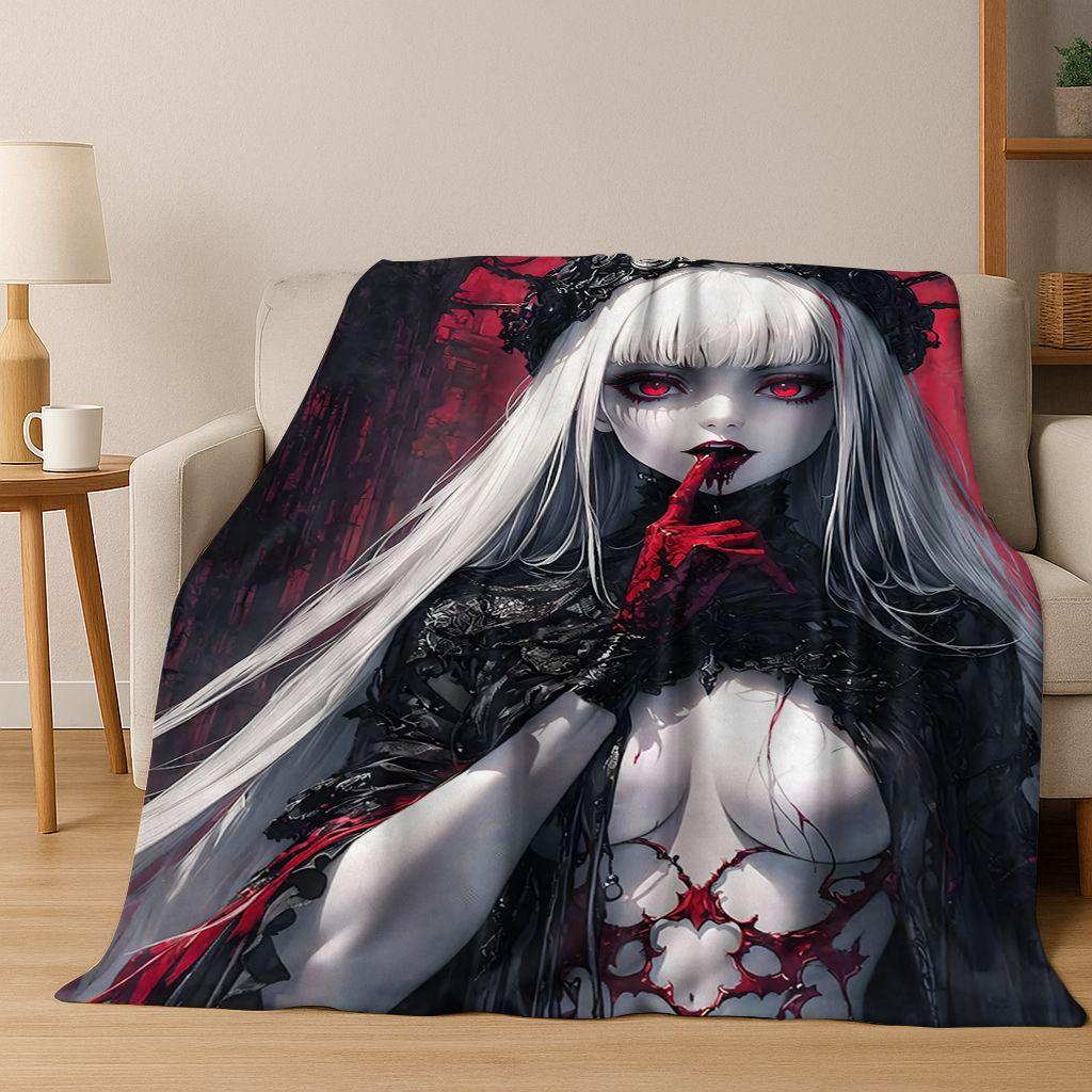 Dark Gothic Sexy Beauty Flannel Blanket Soft Warm Blanket Throw Blanket for Bedroom Living Room Bed Travel Camping Picnic Gift