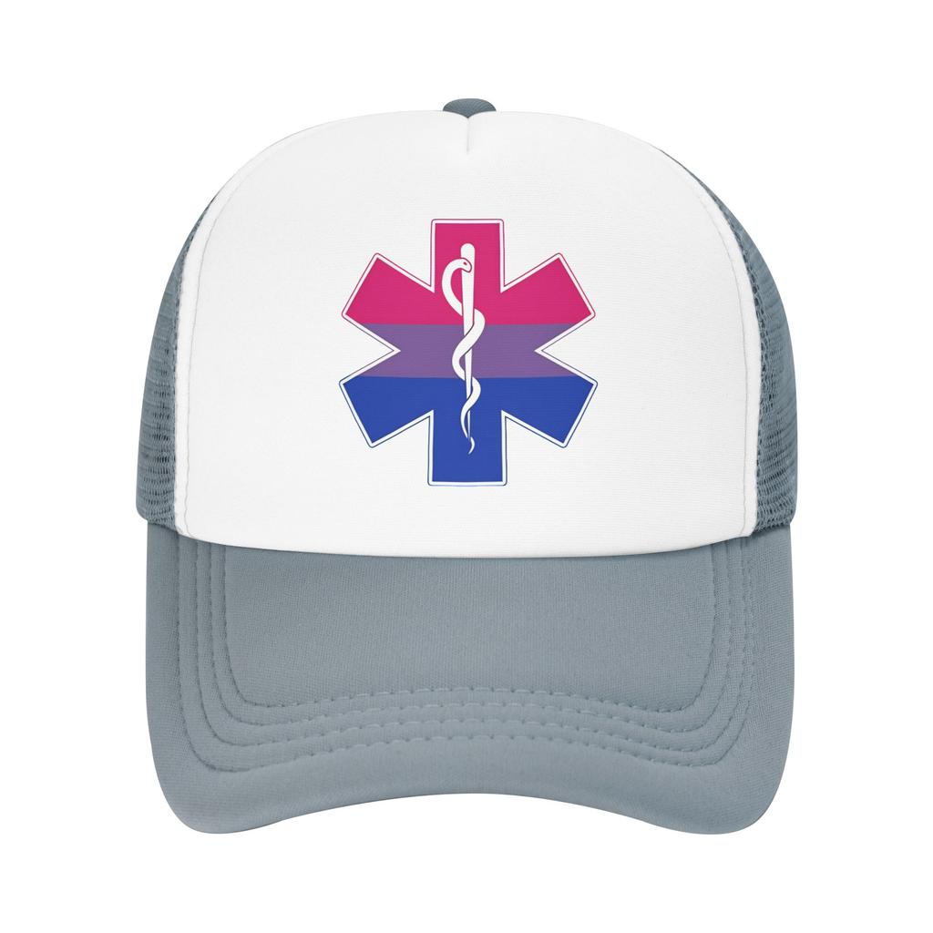 Star Of Life Bi Pride  Mesh Sun Hats Healthcar Running Hippie Dropshipping Snapback Cap Couple Women Casual Print Trucker Hat