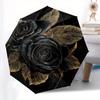 Black Rose Elegance: Unique Circular Wall Art Decor Umbrella, Portable 3-Fold Compact Umbrella for Men & Women R114