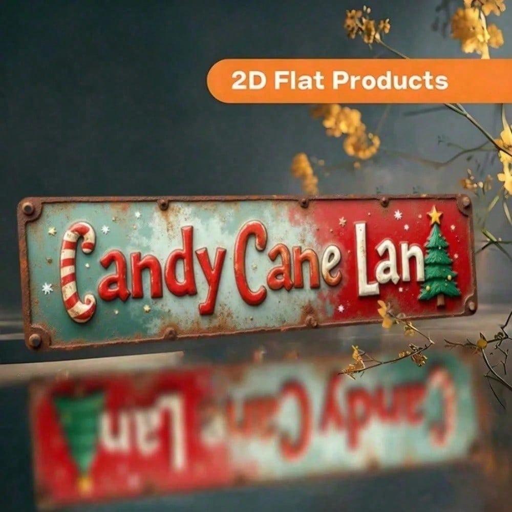 Vintage Love You Bye Candy Cane Metal Tin Sign 10x40cm Retro Aluminum Embossed Wall Decor For Home Bar Christmas Holiday Party Decoration