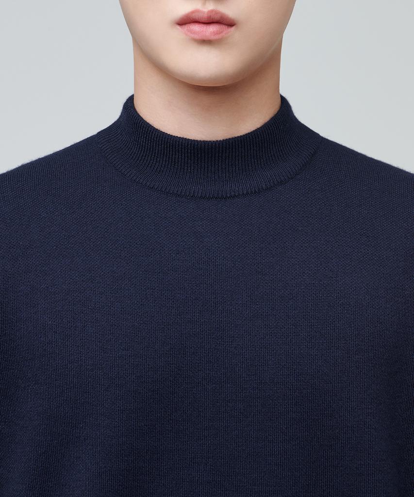 MUSINSA STANDARD Minimal Mock Neck Knit [Navy]