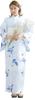 (Dita) Women's Yukata 5-Piece Set, Blue, Light Blue, White, Floral Pattern, Simple and Elegant, Easy To Wear by One Person (Ryofu No Gin Asobi, FREE