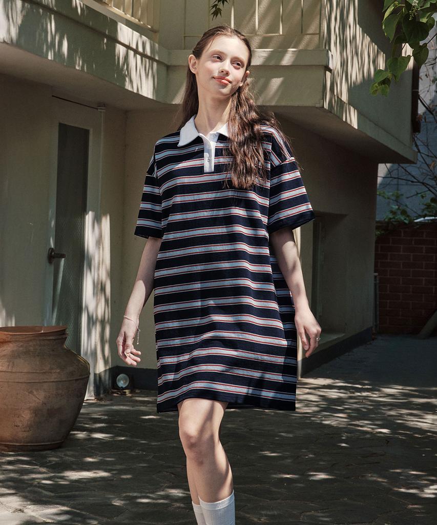 Zero Street [2 Colors] Striped Collar Dress