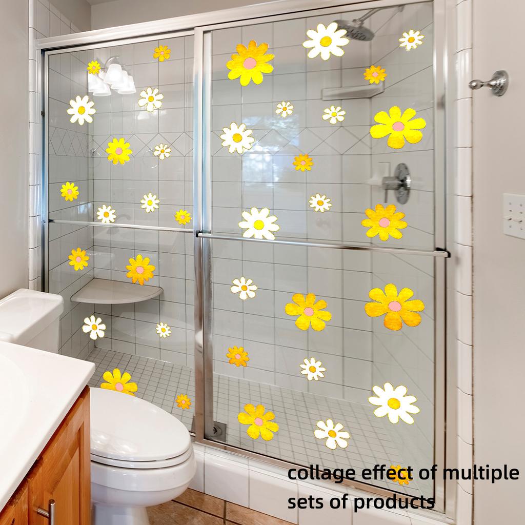 Tj9002 Hand-Painted Yellow And White Small Daisy Bronzing Wall Sticker Decoration Living Room Bedroom Background Self-Adhesive Wall Sticker