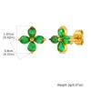 Stainless Steel CZ Stone Clover Flower Stud Earrings for Women Cartilage Ear Piercing Zircon Aros