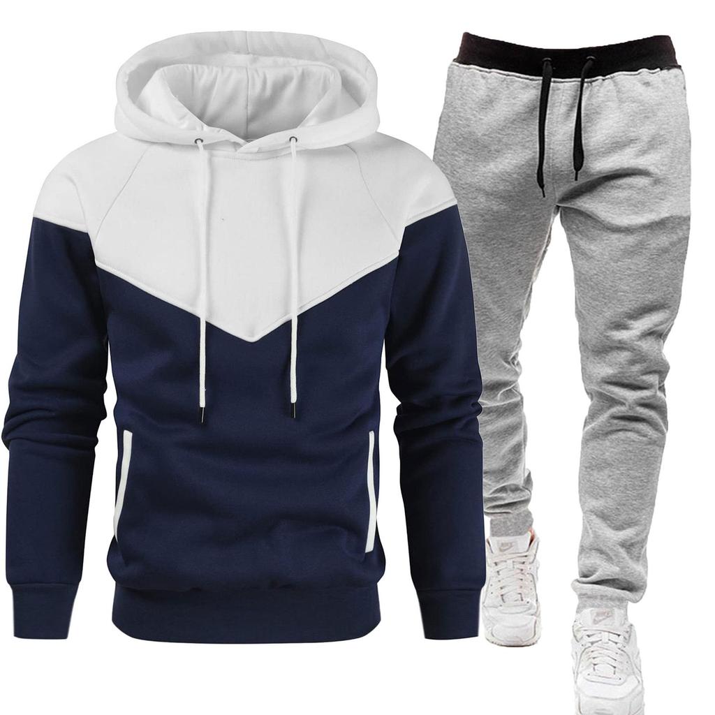 2025 Men's Color Block Hoodie Set: Trendy Youth Fashion Casual Sportswear