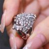 Mode Luxe Zilverkleurige Witte Steen Stapelbare Bloem Ringen Trouwring Valentijnsdag Cadeau